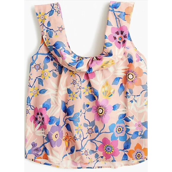 J.Crew Womens Liberty Fabrics Art Pavillion Ruffle Collar Floral Tank 100% Cotto - Picture 1 of 8